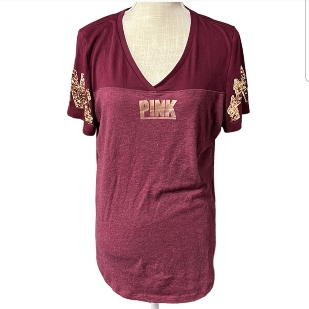 Vs pink small burgundy bling top